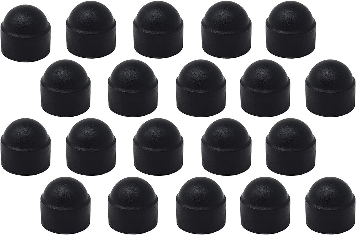 Smoakez - Ronde zeskant beschermkappen - M12 x SW19 mm - Hoogwaardig en robuust - Zwart - Voor moeren en schroefkoppen - Inhoud 20 stuks - Geschikt...
