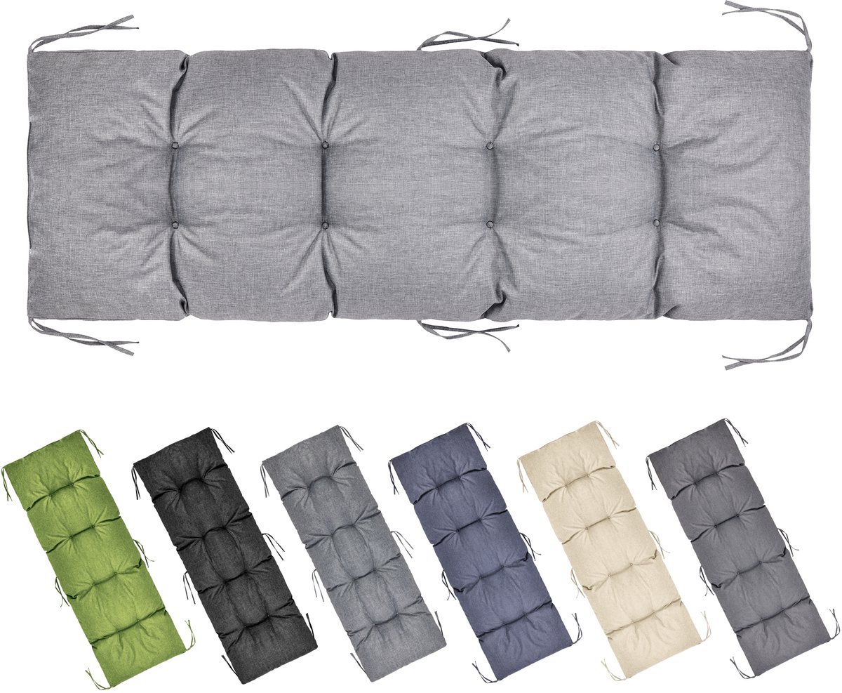 Garronda Bankkussen 160x50 cm – 10 cm dik – Waterafstotend & UV-bestendig – met Banden – Lichtgrijs GD-AM-Bono