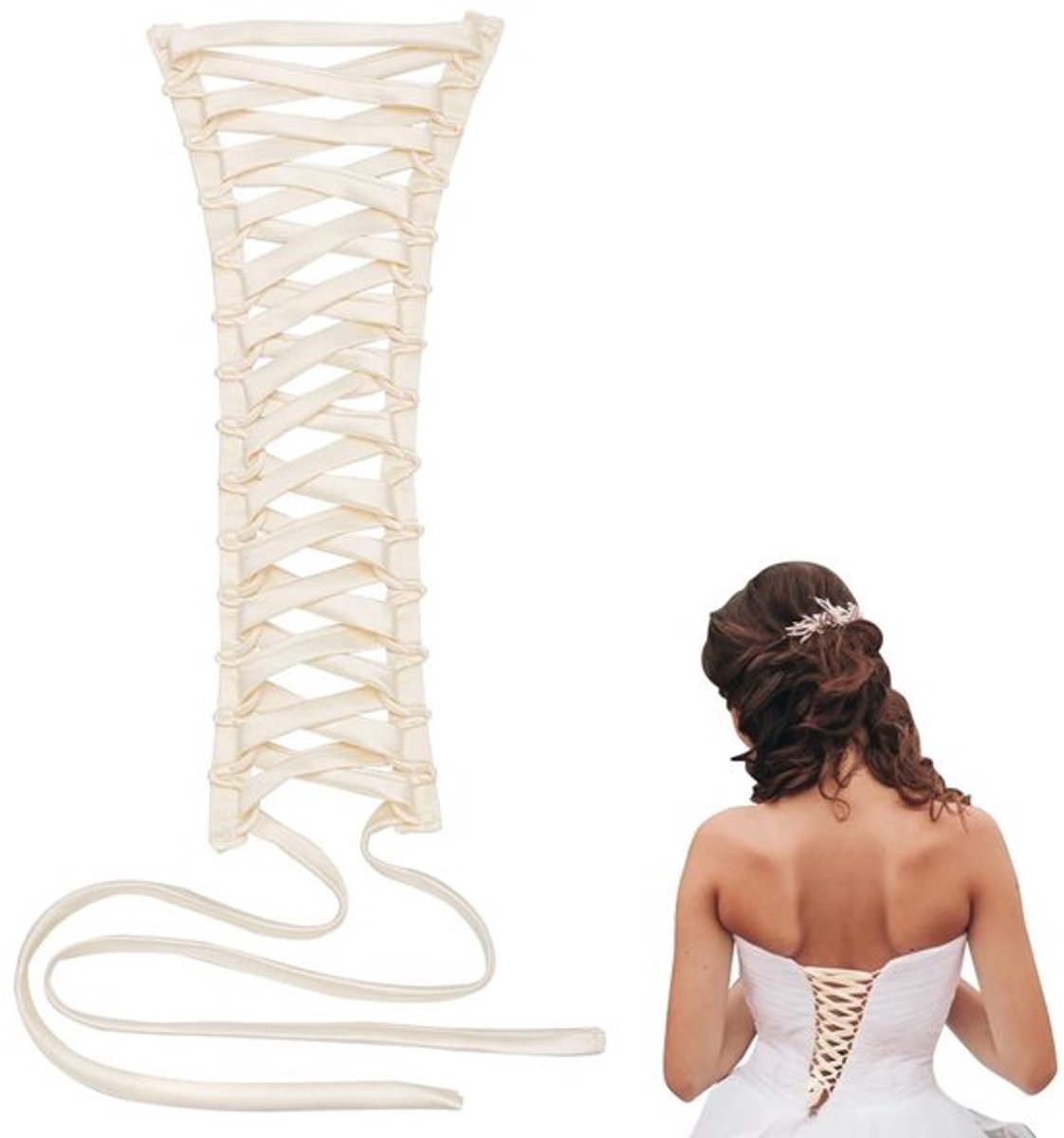 Corset Vervang Set voor Trouwe Dresser - Verstelbare Satin Achterkant - 2 Oogdoeken en Koord