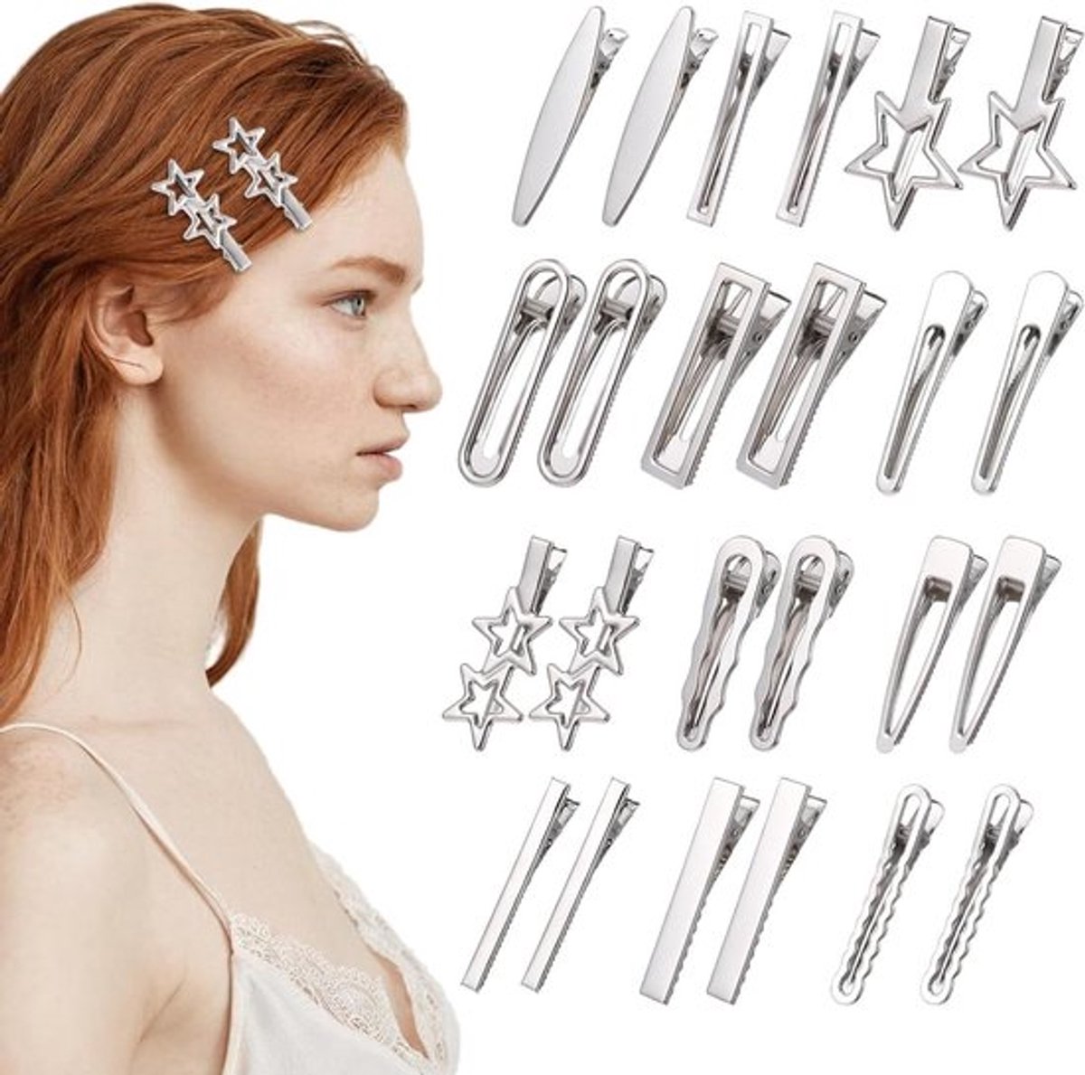 24 stuks zilveren haarspelden - Metalen haarclips voor meisjes - Haaraccessoires