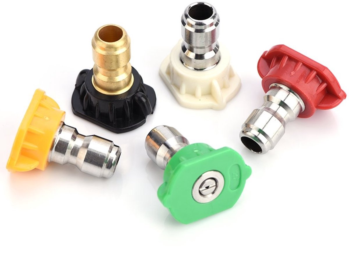 Jhubersproducts - Hogedrukreiniger Nozzles - Spray Nozzle Tips Kit - 5 Stuks - Roestvrij staal - Meerdere Graden - Geschikt voor Hogedrukreinigers