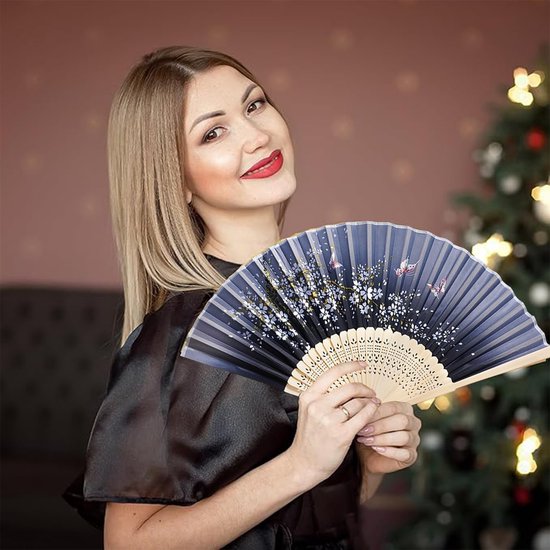 Jhubersproducts - Vouwbare Bamboefans - Elegante Geschenken - Decoratie voor Bruiloften - Feesten - Unieke Bamboe Fans - Geschikt voor Feestelijke Eve van Jhubersproducts — afbeelding 4