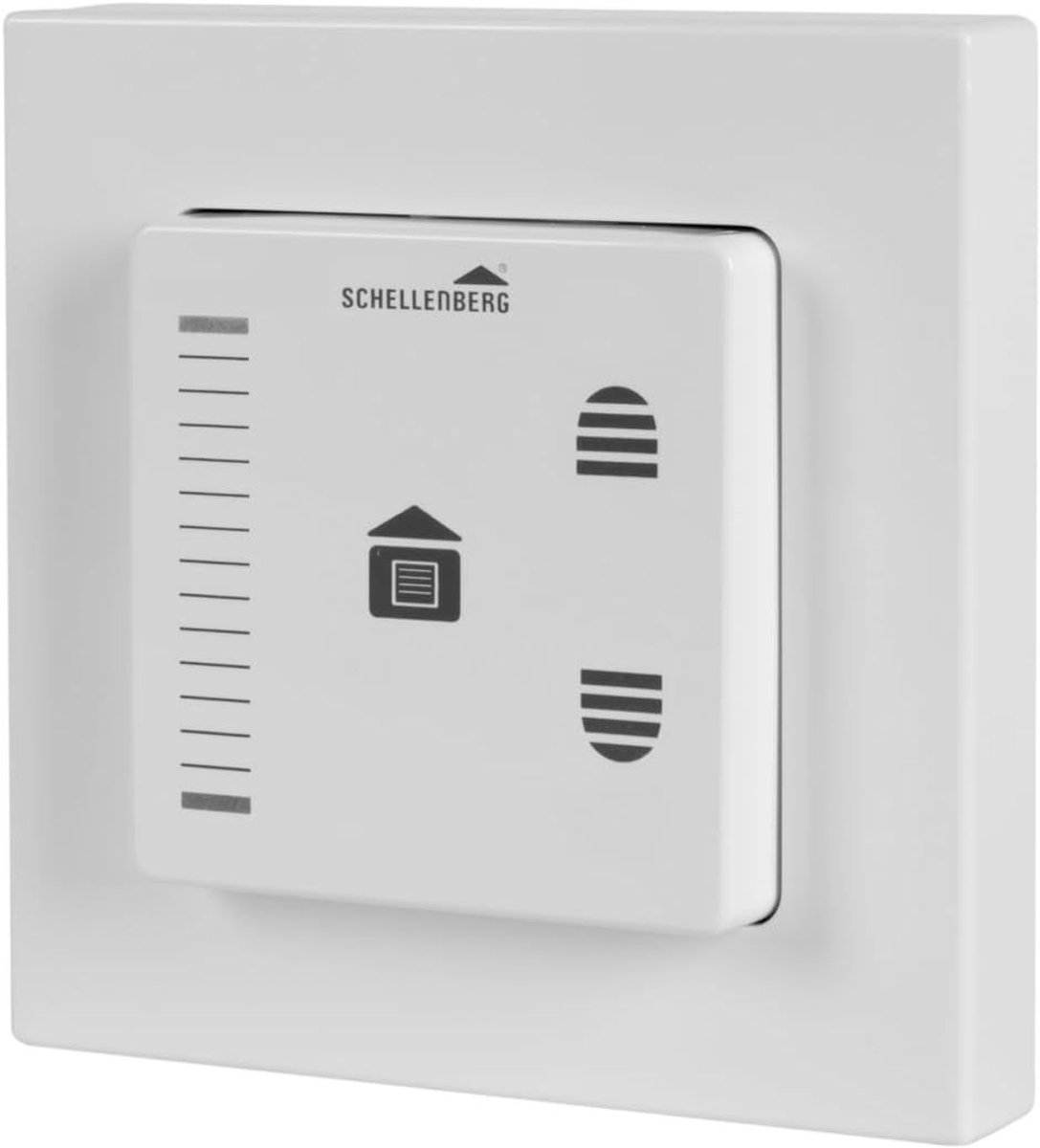 Schellenberg 17140 Rolluikschakelaar met aanraakbediening voor elektrische rolluik- of jaloeziemotoren, jaloezieschakelaar met geïntegreerde tijdregeling en diverse functies.