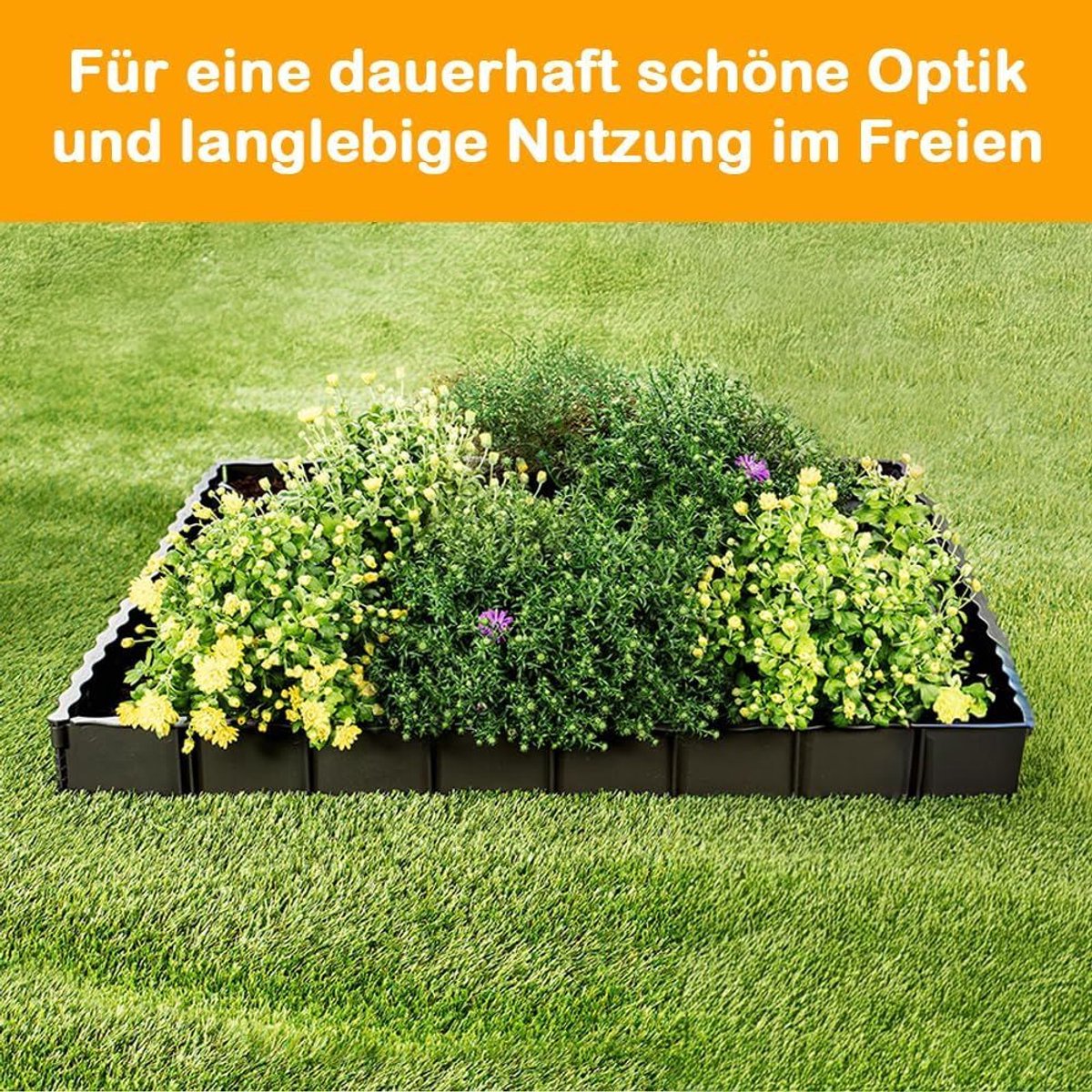 Edgar gazonrandenset, 12-delig, flexibele border, 4,5 m, in elkaar grijpend systeem voor tuinpaden en borders, kunststof border, bloembedrand