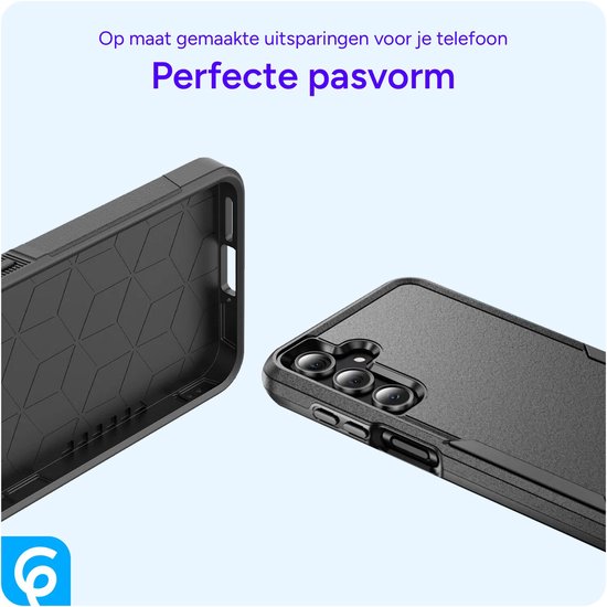 Intérieur d'une coque de téléphone noire avec un motif géométrique et l'extérieur.
