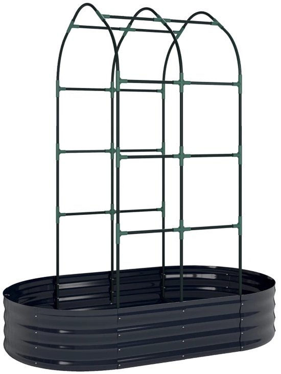 Jardinière avec Treillis - Bac à Fleurs surélevé - Treillis de Jardin - Lit de Jardin en Métal avec Housses de Protection - 425 L - Étagère à Plantes - Bac de Jardin - pour Fleurs, Fruits, Légumes & Herbes - 160 x 90 x 180 cm - Gris foncé