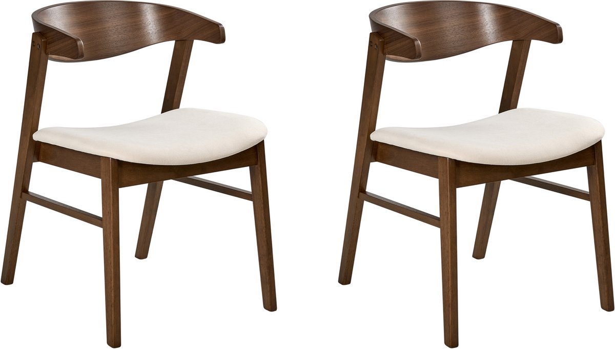 LILLY - Eetkamerstoel set van 2 - Donkerbruin/Gebroken wit - Polyester