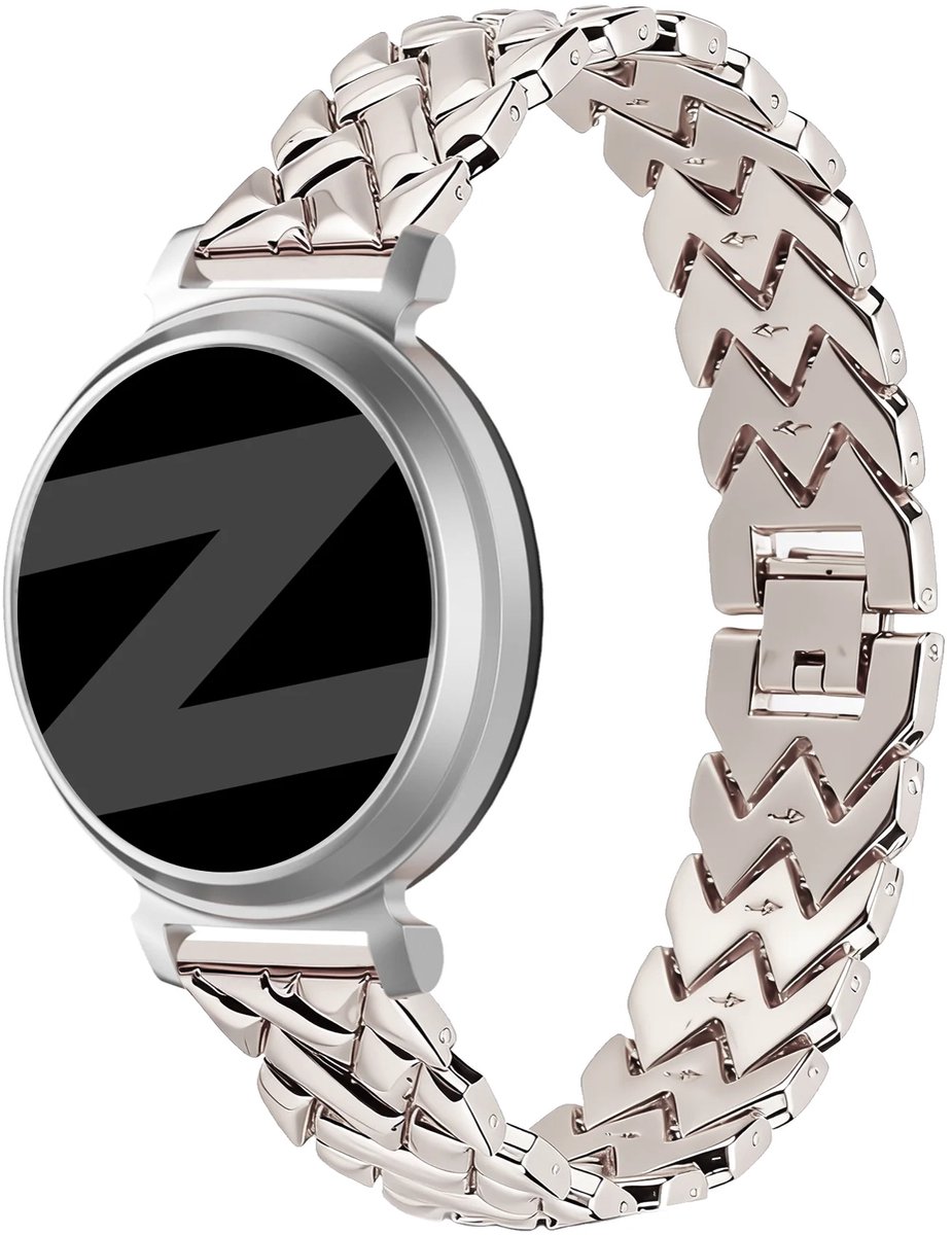 Bandz Metalen 'V-Type' bandje geschikt voor Garmin Lily 2 / Pebble Round 2 - Sterrenlicht