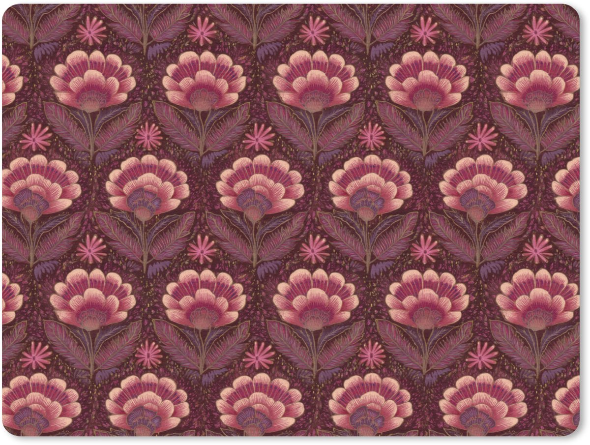 Muismat 12x10 cm - Mousepad Bloemen - Waaier - Paars - Muismatten