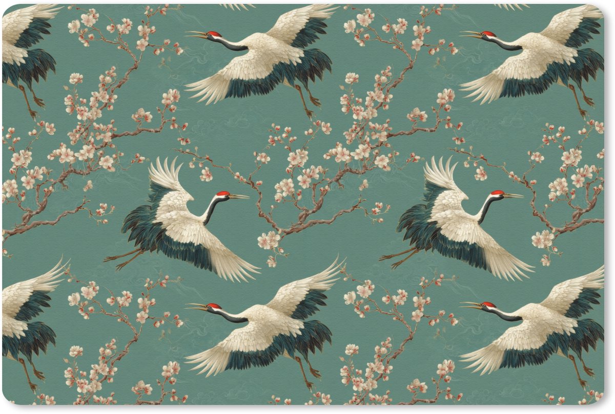 Muismat 13x8 cm - Mousepad Kersenbloesem - Kraamvogels - Groen - Muismatten