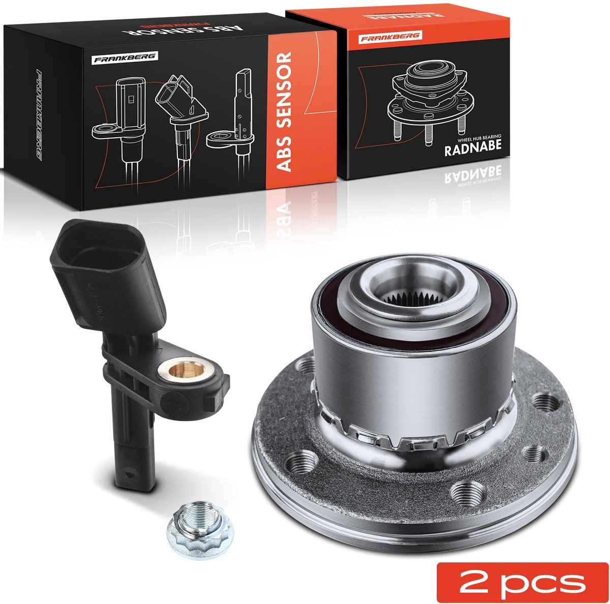 Frankberg 1x ABS sensor + 1x wiellager vooras rechts voor VW