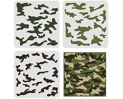 Store_8 - Camo Stencil Kit - 3 stuks - Creatief Schilderen - 30 x 30 cm - Spuitverf - Camouflage Patronen - Geschikt voor Hout, Canvas, Papier