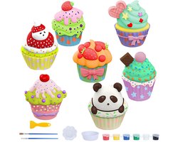 Knutselpakket Magneten Maken & Gips Gieten - DIY Creatief Speelgoed Set - Thema Eten met Taart, Kersttaart, Cupcake - Inclusief Verf & Vormpjes - Knutselen voor Kinderen - Educatief Speelgoed - Koelkast Magneten - Verjaardag Cadeau Jongens & Meisjes