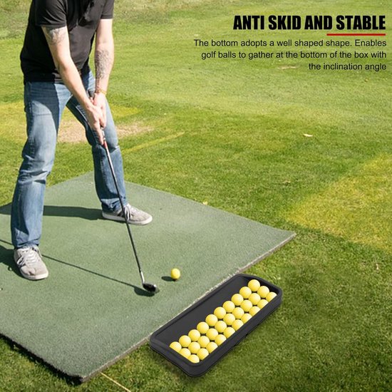 Golfbal Tray - Oefenballen Houder - Golf Oefenen - Waterafvoer Gaten - 100 Ballen Capaciteit - Zwart — afbeelding 3