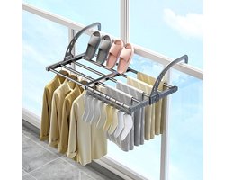 Uitschuifbaar radiator droogrek met verstelbare armen en sokkenhouder