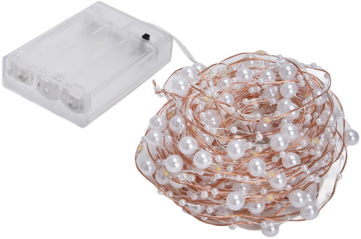 Store_9 - Pearl Beads String Lights - Sfeervolle verlichting - Warm wit - 10 meter lang - Buiten en binnen gebruik - Ideaal voor feesten - Batterij...