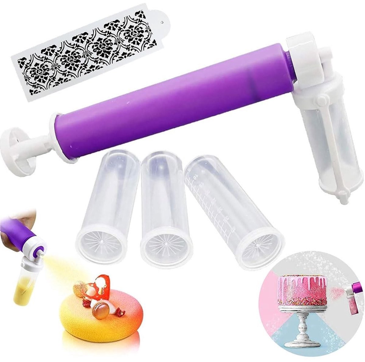 Allecto - Airbrush voor gebak - Creatief bakken - Paars - Decoratie en kleur - Ideaal voor taarten en cupcakes - Perfect voor elke gelegenheid