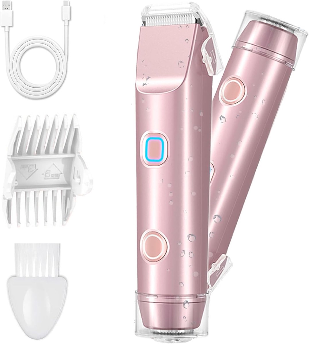 Scheerapparaat voor Dames - Elektrisch Scheerapparaat - IPX7 waterdicht - 2-in-1 Lichaamsscheerapparaat voor Vrouwen - nat/droog - reis-epilator - voor Been, Arm en Gezicht - roze