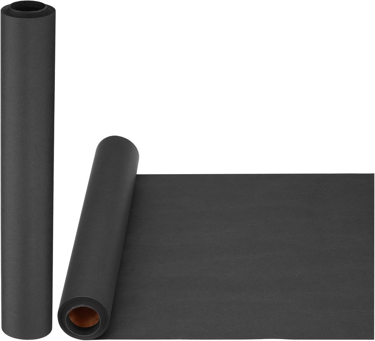 Wrapping Paper - Pack van 2 - 38 x 1000 cm - 80gsm Kraft Papier - Cadeau Inpakken - Bloemboeket Verpakking - Zwart