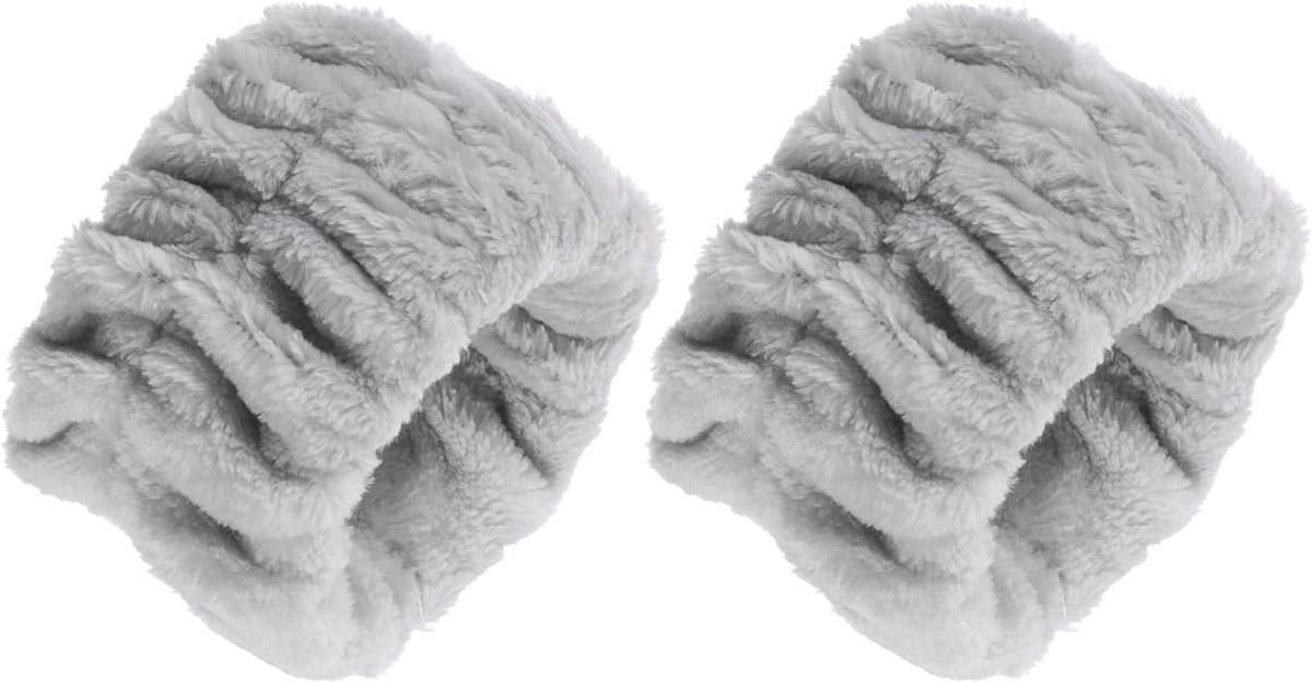 Pack of 2 Microfibre Face Towel Wash Spa Bands - 11 x 6 cm Soft Prevents Water Draining Under Arms and Bottom for Bracelet Headband Band Grey