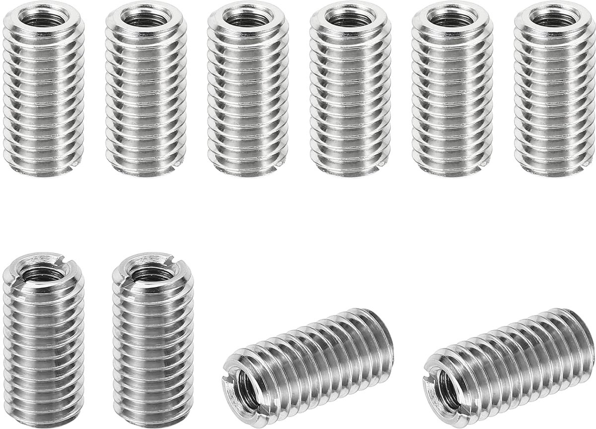 10pcs Threaded Adapter Sleeve Reducer Nut - M10 x 1.5 Male Thread to M6 x 1 Female Thread - Repair Insert Nut Screw Reducer Conversion - RVS Verbindingselement 20mm