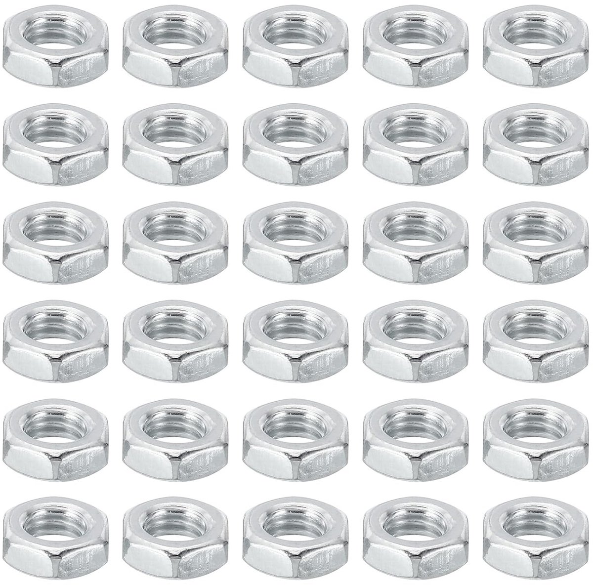 M6*1 Stalen Zeskantmoeren - 100 stuks - Metrische Draad - Gegalvaniseerde Hardware - Bevestigingsmiddelen voor Lampen en Machines - Onderhoudsaccessoires - 4mm Hoogte