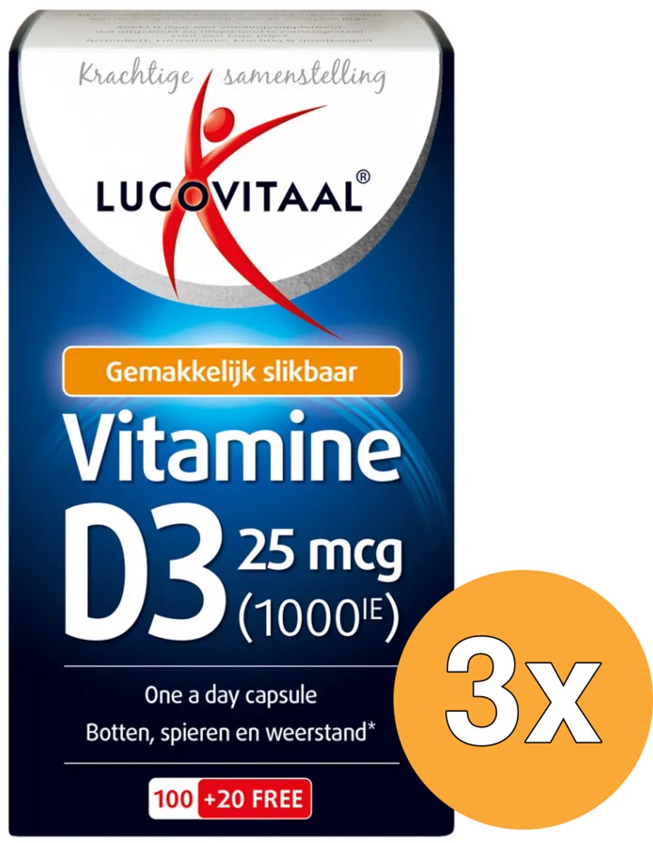 3x Lucovitaal Vitamine D3 25mcg (120 capsules)