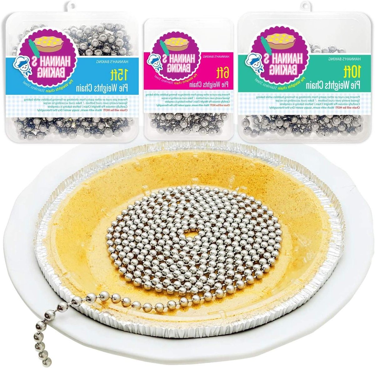 Taart Gewichtsketting - Bakbenodigdheid - Blind Bakken - Vaatwasmachinebestendig - 10 Ounces - Zilver