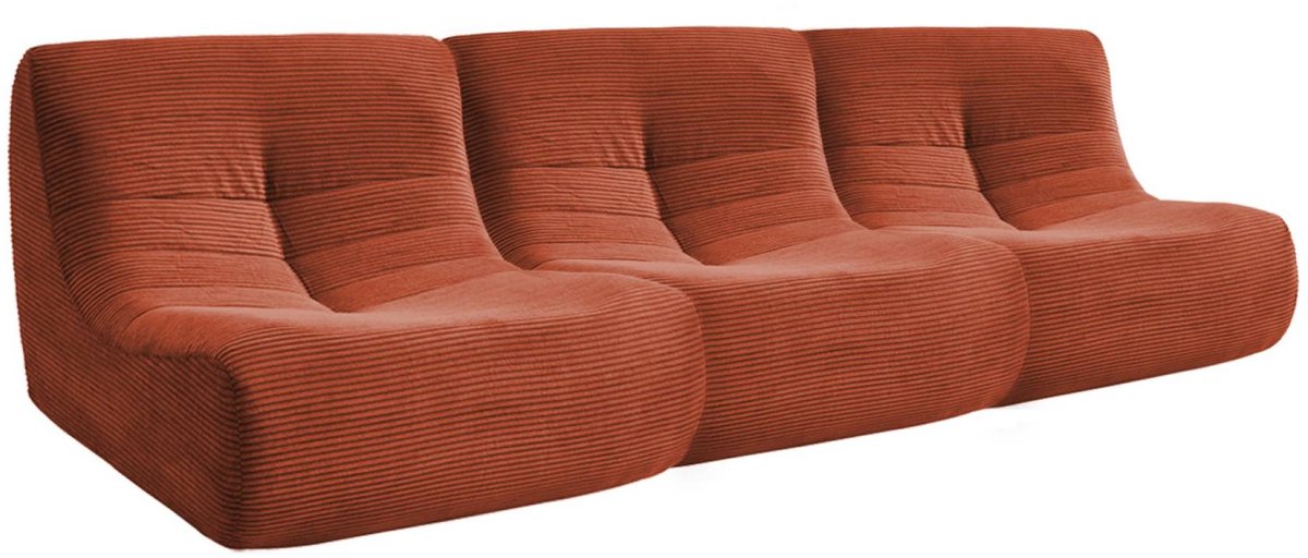 sweeek Set van 3 ribfluwele fauteuils 1 zitplaats - meerdere kleuren - sokol Terracotta