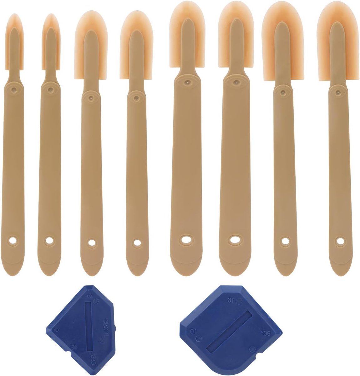 Set van 10 multifunctionele rubberen kitgereedschappen voor het afwerken van voegen in keuken en badkamer, inclusief siliconen applicator en sealant verwijderaar