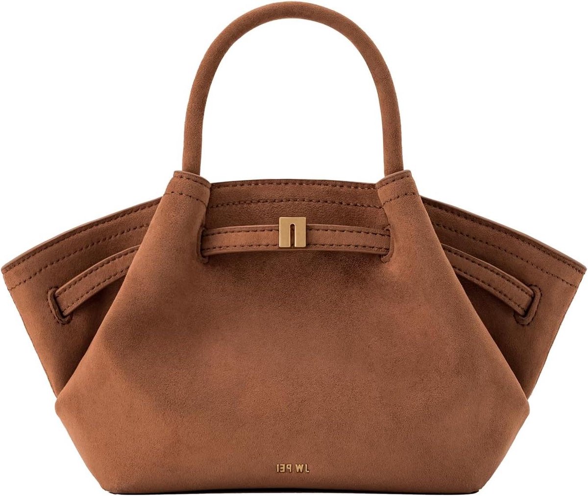 Dames Handtas - Kleine Tote Bag - Dagelijks Gebruik - Imitatie Suède Materiaal - 28 x 15 cm - Bruin