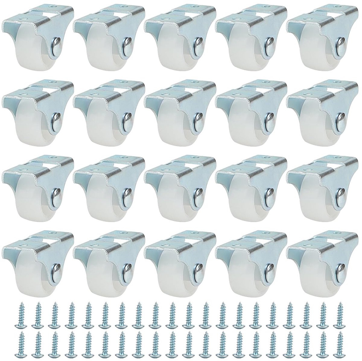 20pcs 25mm Small Fixed Wheels - Drawer Wheels - Non Swivel Wheels voor Trolley - Meubel - Kast