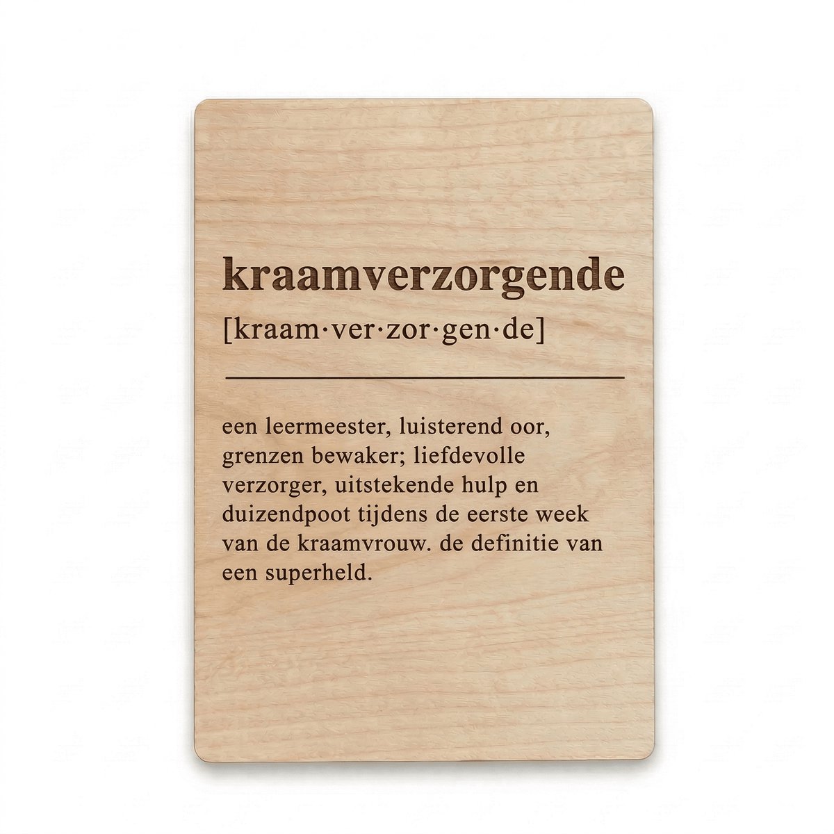 Mikki Joan - Kraamzorg bedankje - Houten bedank kaartje - Gelaserde tekst - Triplex - Blijvend aandenken