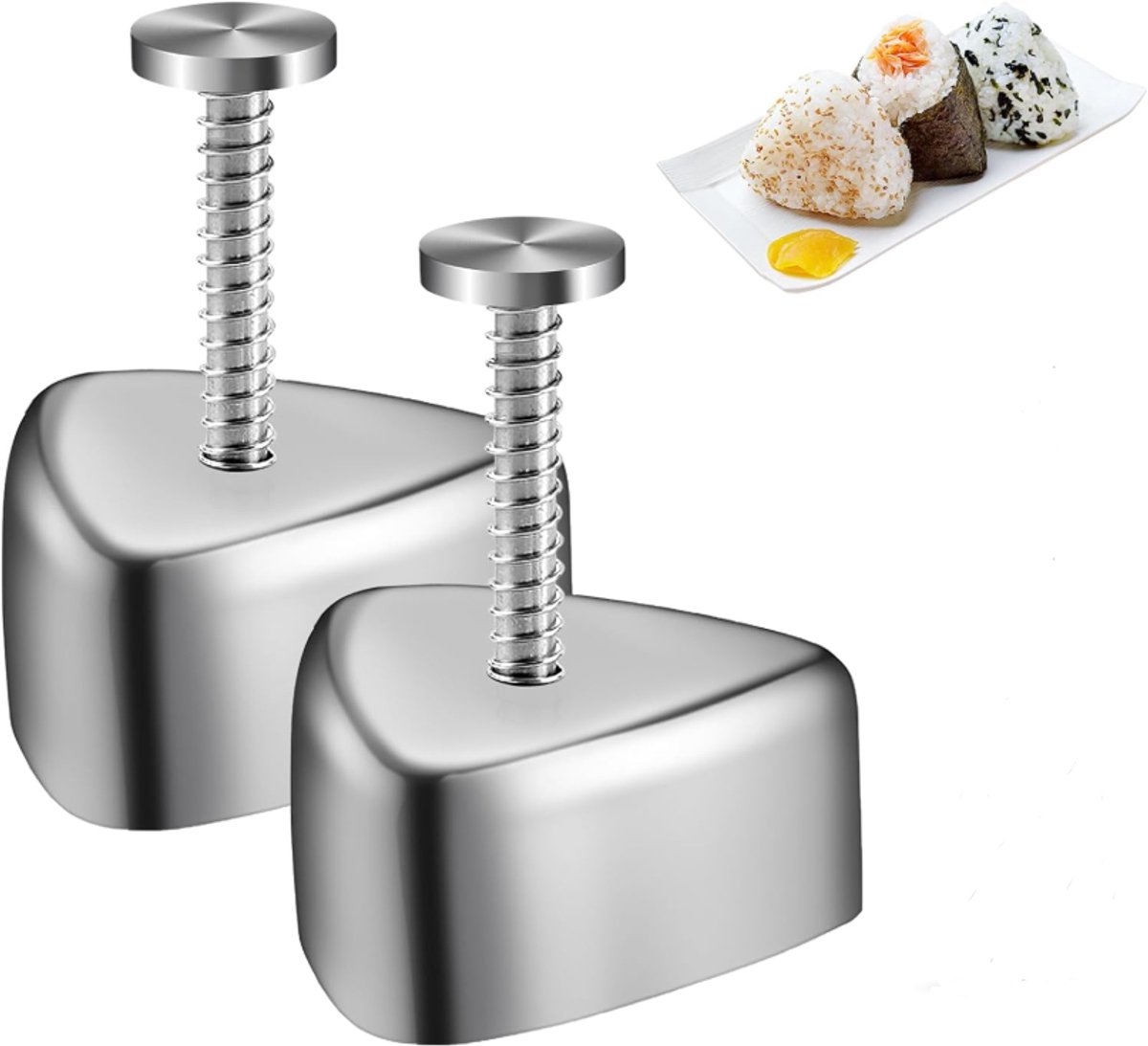 Set van 2 sushivormen, driehoekige onigirivorm, rijstbalvorm van roestvrij staal