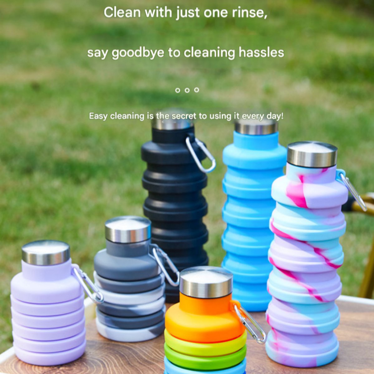 Beker-water kopje-Sportwaterfles-Opvouwbare Drinkfles 500ml-Siliconen Waterfles- Met Karabijnhaak - Waterfles-- Voor Sport, Reizen, Fitness en Camping - Zwart — cadeau in Sport & Outdoor - foto 6
