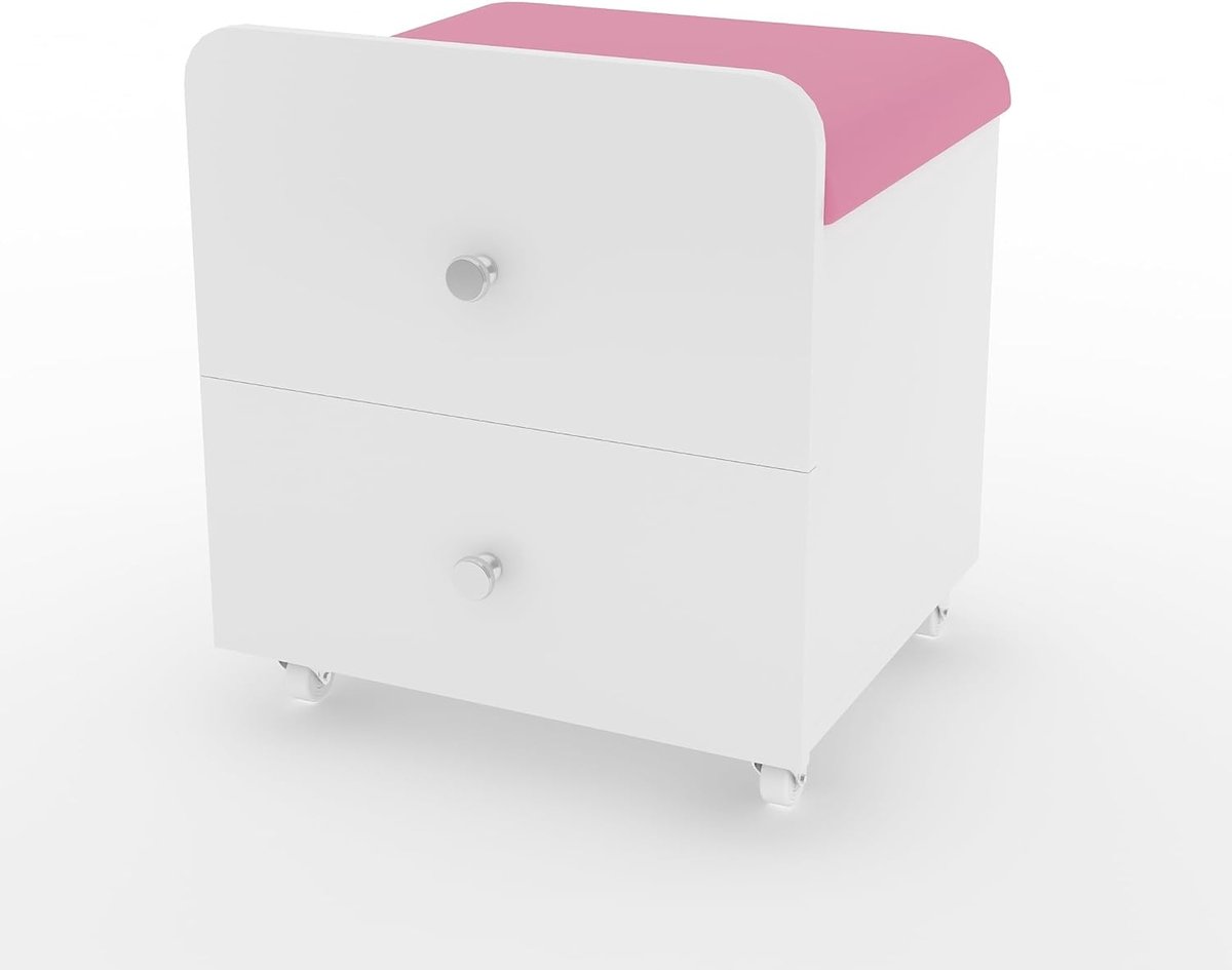 Rechthoekige Hocker met Opbergruimte - Voetenbankje en Poef - Multifunctioneel Make-up Krukje - Gestoffeerd - Roze