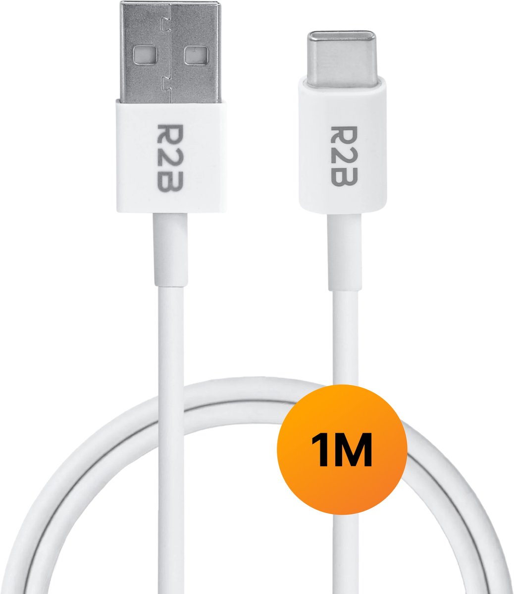 R2B USB A naar USB C Kabel - 1 Meter - USB-C kabels - USB-C oplader - Oplaadsnoer - Oplaadkabel - Snellader - Power Cable