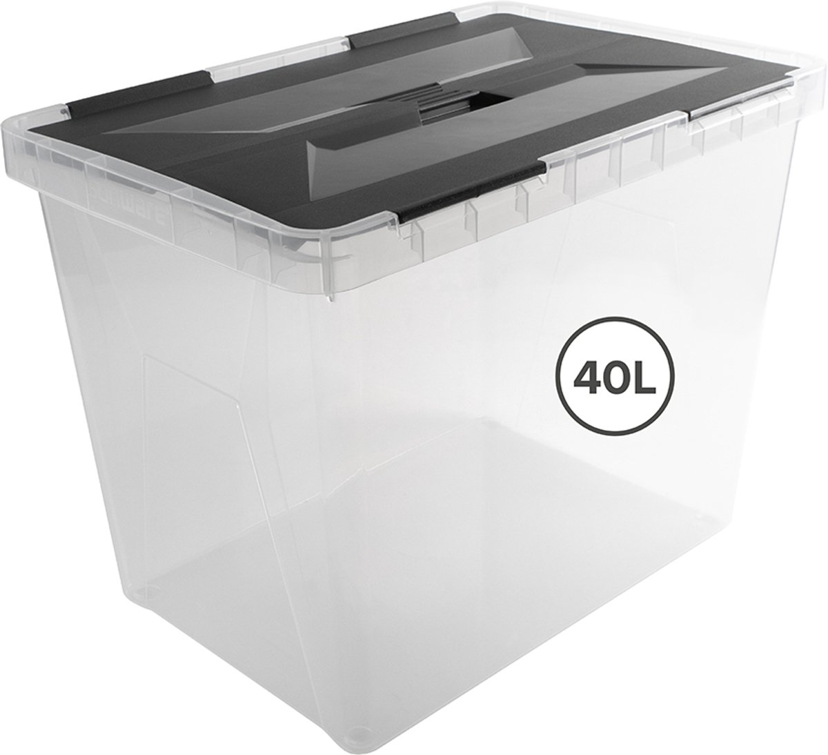 Sunware Onyx opbergbox 40L - 49.4x32.3x36.3 cm - Transparant/Grijs