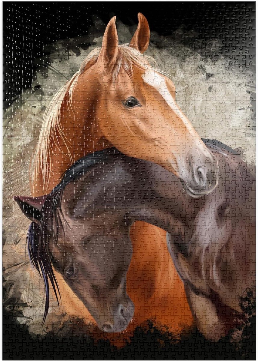 Legpuzzel Twee Paarden - Paarden Puzzel - Ontspannen Tijdverdrijf - Hoge Resolutie Print - 1000 Stukjes - Meerdere Kleuren
