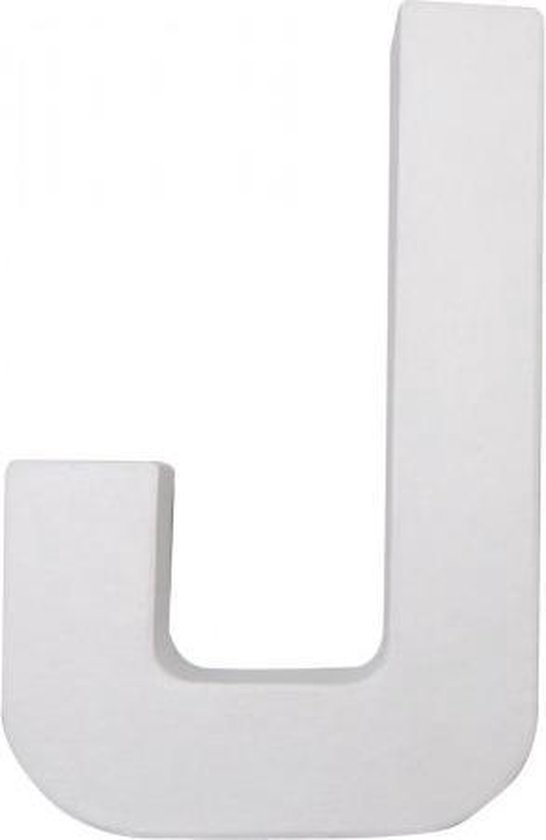 Papier maché letter J wit