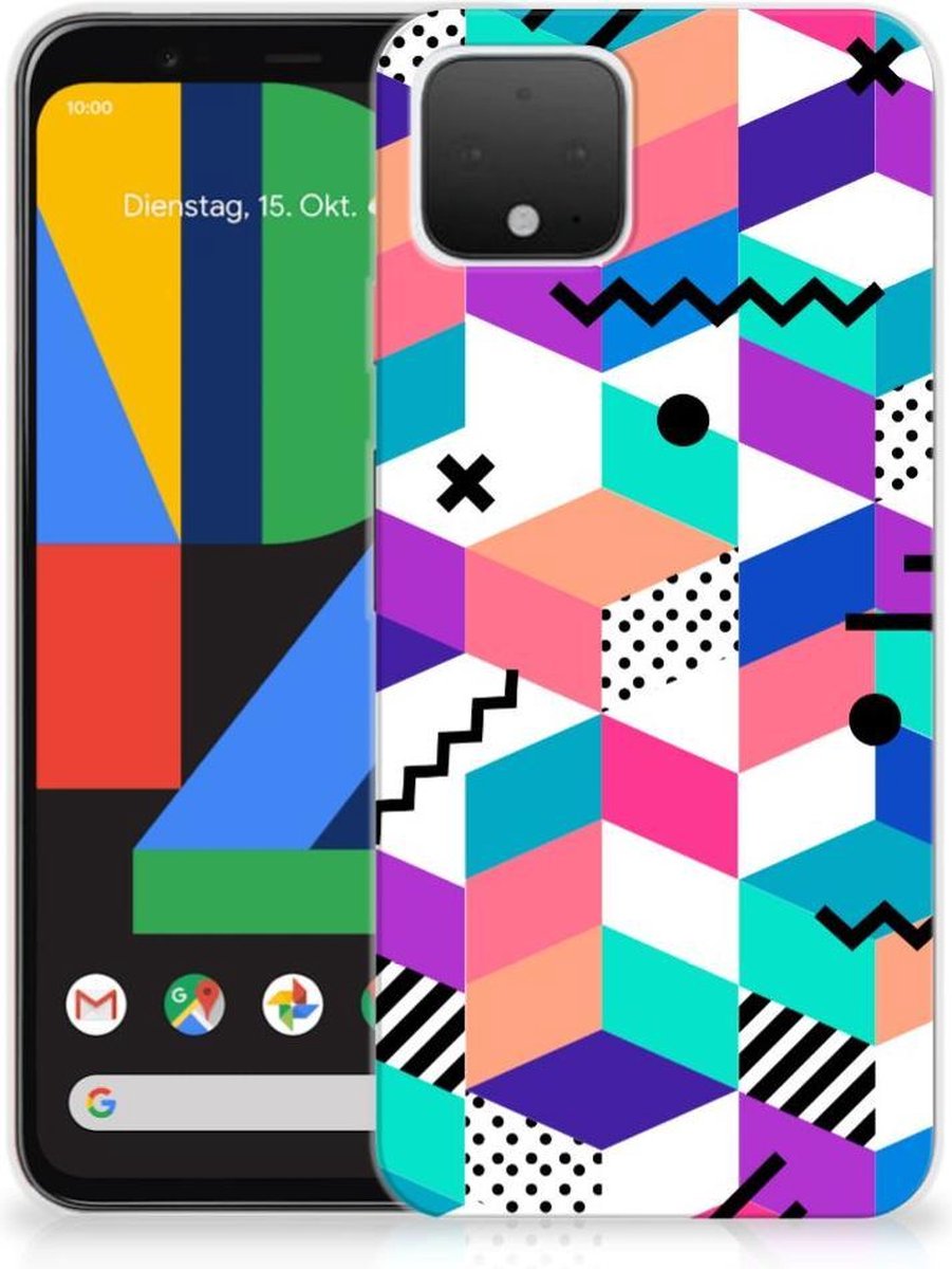 Google Pixel 4 TPU Hoesje Blokken Kleurrijk