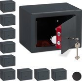 relaxdays 10 x coffre-fort avec clé - coffre-fort pour la maison - coffre-fort privé - mini coffre-fort - gris