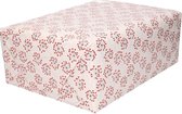 2x Inpakpapier/cadeaupapier rode bloemen met hartjes print 200 x 70 cm rollen - Verjaardag kadopapier / cadeaupapier