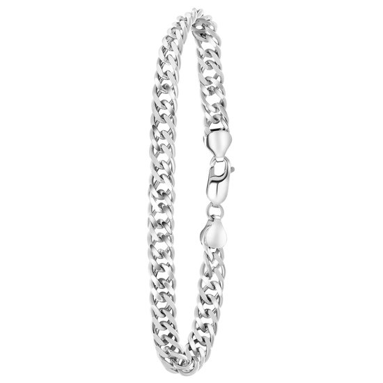 Lucardi Heren Gerecycled zilveren armband gourmetschakel. - Armband - 925 Zilver - Zilverkleurig - 19 cm