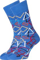 Happy Socks herensokken Geometric Sock kobalt met rood en wit -  Maat 36-40