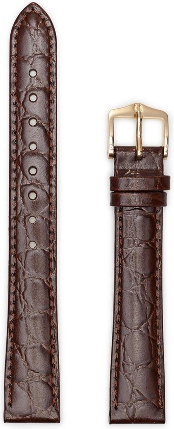 HIRSCH Horlogebandje Crocograin L - glanzend kalfsleer - Krokodil reliëf - Dames/Heren - Wit - 18 mm