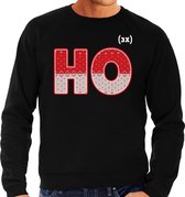 Foute Kersttrui / sweater - ho ho ho - zwart voor heren - kerstkleding / kerst outfit 2XL (56)