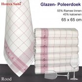 Glazendoek / Poleerdoek 65x65 - Rood (per 12 stuks)  - Leverbaar in: 65x65