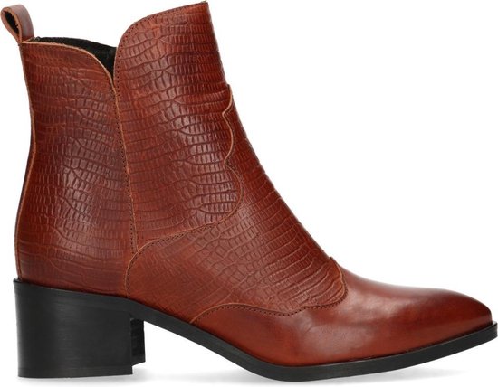 Manfield Dames Cognac cowboylaarsjes met lage hak Maat 39 Manfield Dames Cognac cowboylaarsjes met lage hak Maat 39