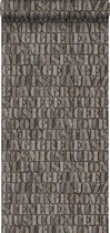 Origin Wallcoverings behangpapier oude ijzeren zetletters roest bruin - 347592 - 53 cm x 10,05 m